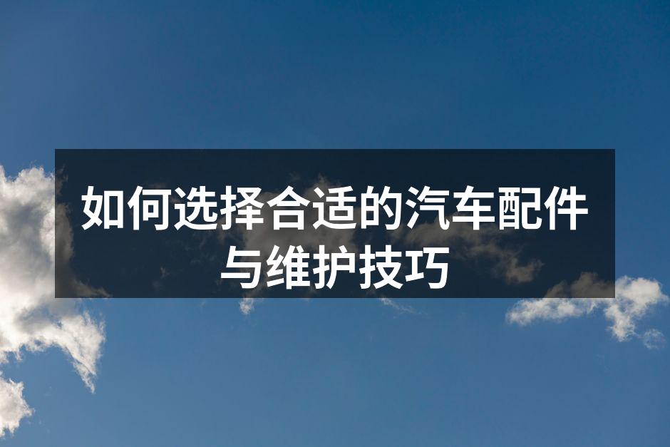 高质量汽车配件选购